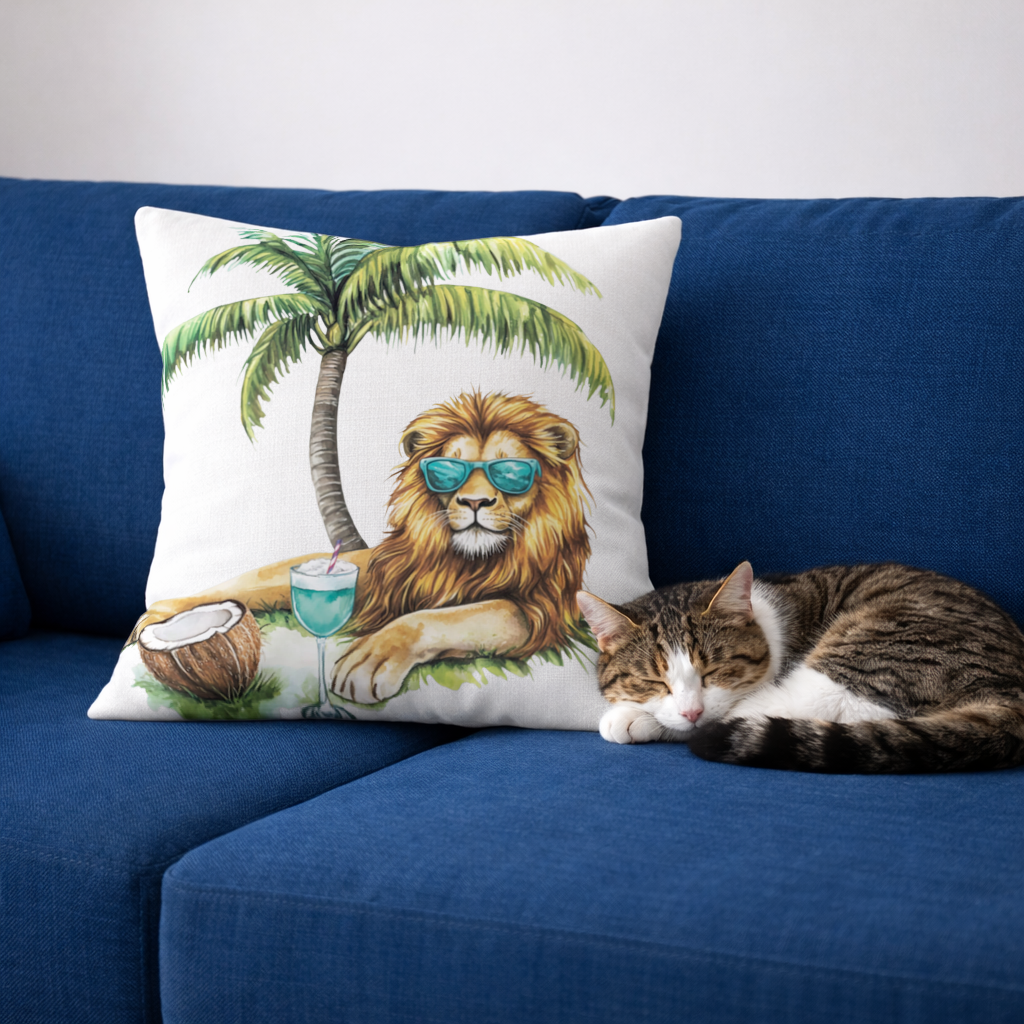 Summer Vibe Lion Under Palm Tree 