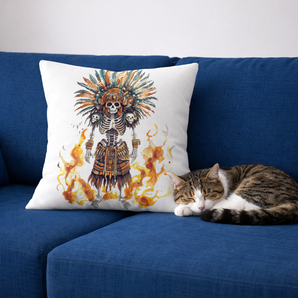 Aztec Skeleton Warrior Decorative pillow cover