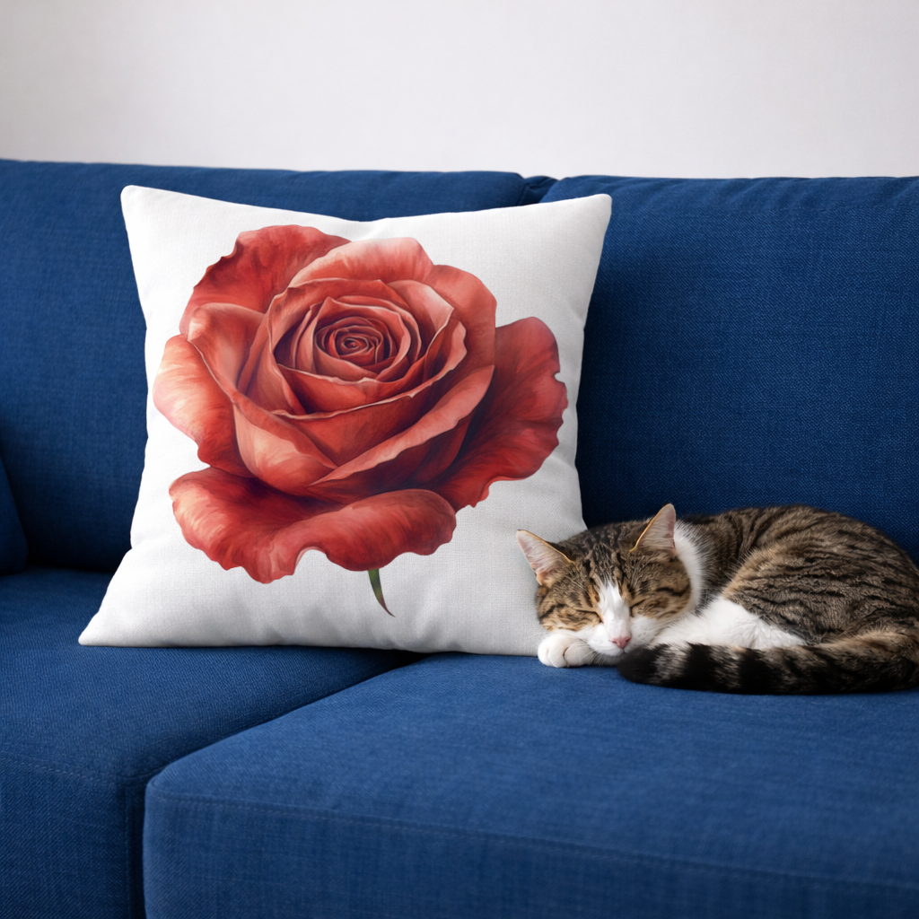 Crimson Red Rose Decorative pillow cover