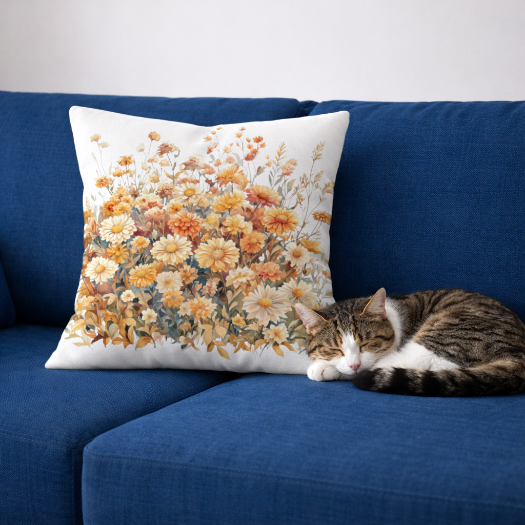 Watercolor Orange Wildflowers 