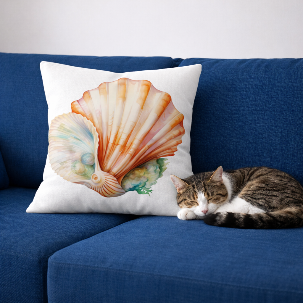 İncili Turuncu Deniz Kabuğu Dekoratif Kırlent Kılıfı