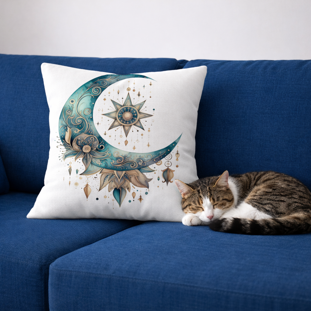 Boho Celestial Sun and Moon Decorative pillow cover