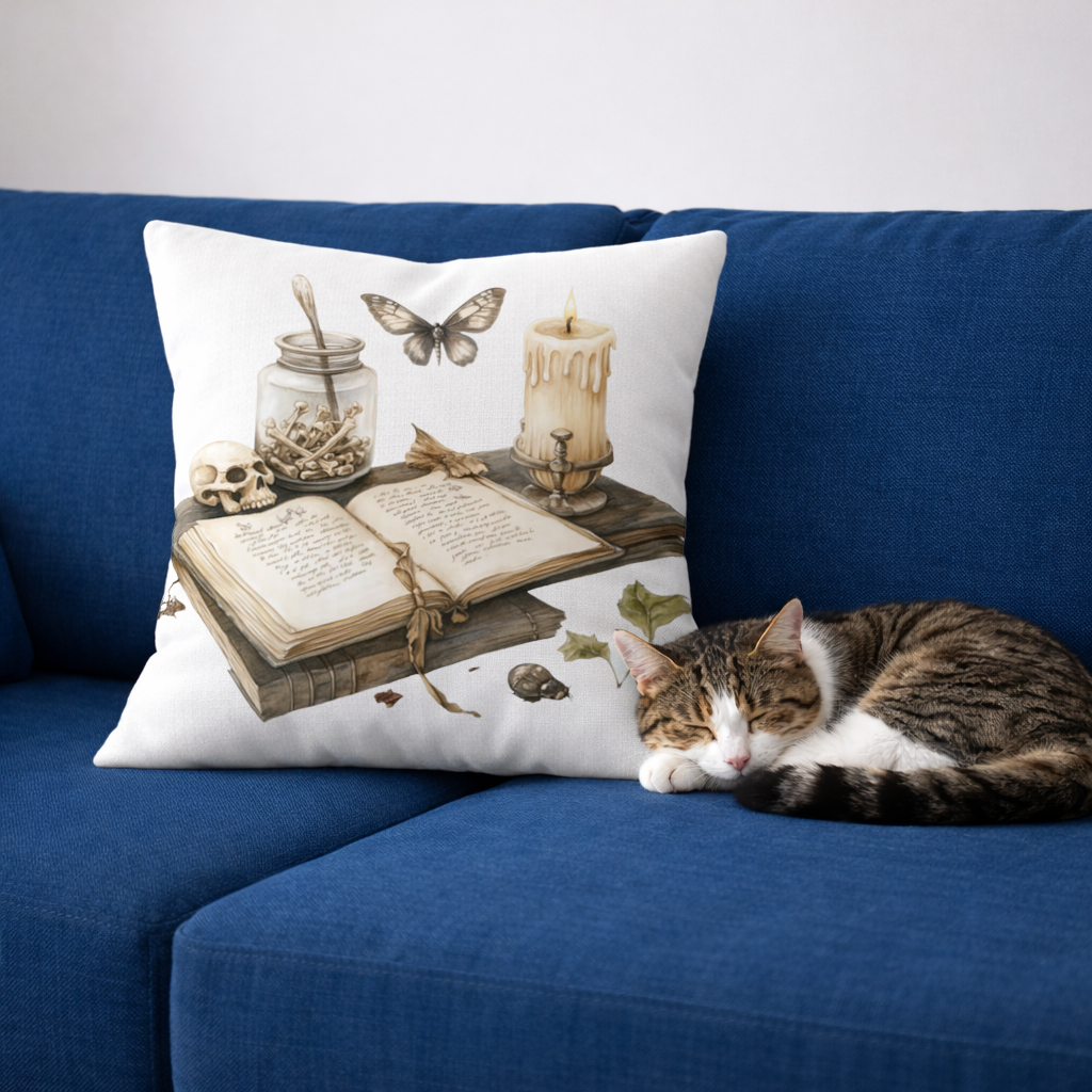 Vintage Dark Academia Grimoire Decorative pillow cover