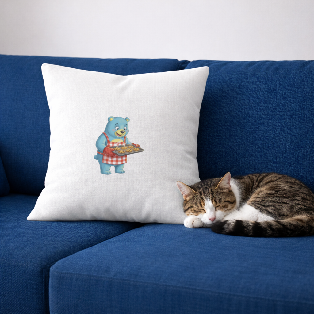 Blue Bear Pooli-Bakery-Cartoon character Decorative pillow cover