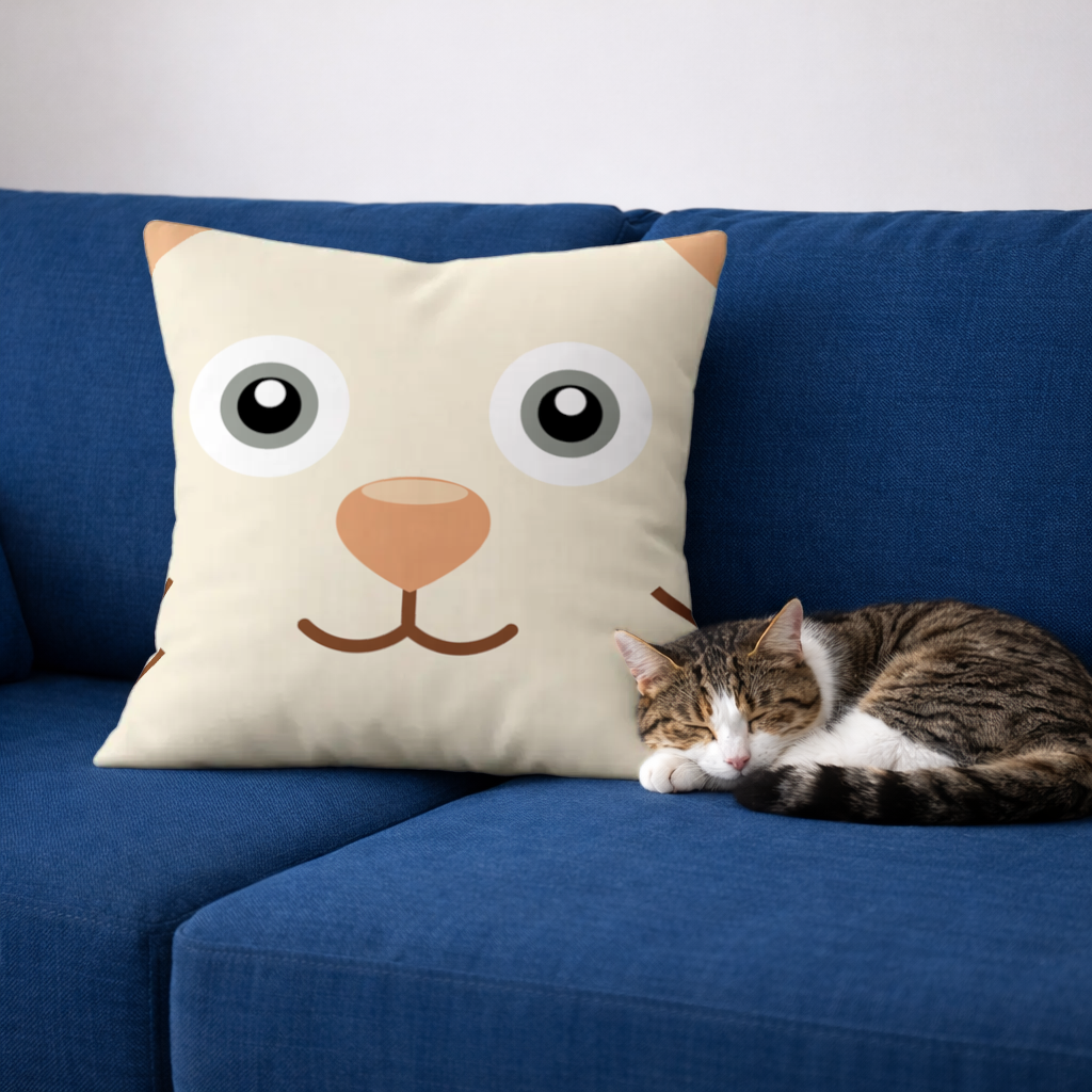 Teddy Bear Pooli-Cute Cat Pedro Face Decorative pillow cover