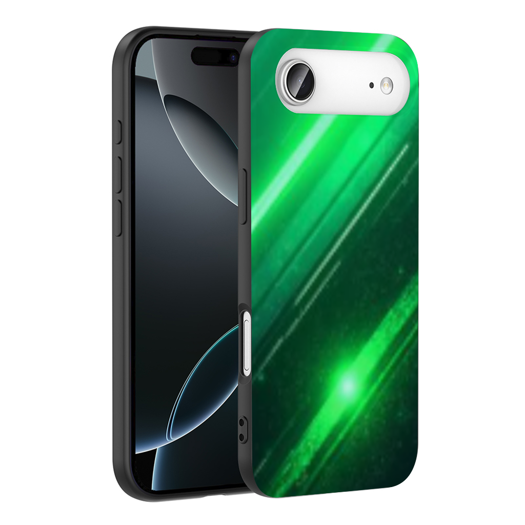 Green bright strips on black background. İphone 17 Air Case