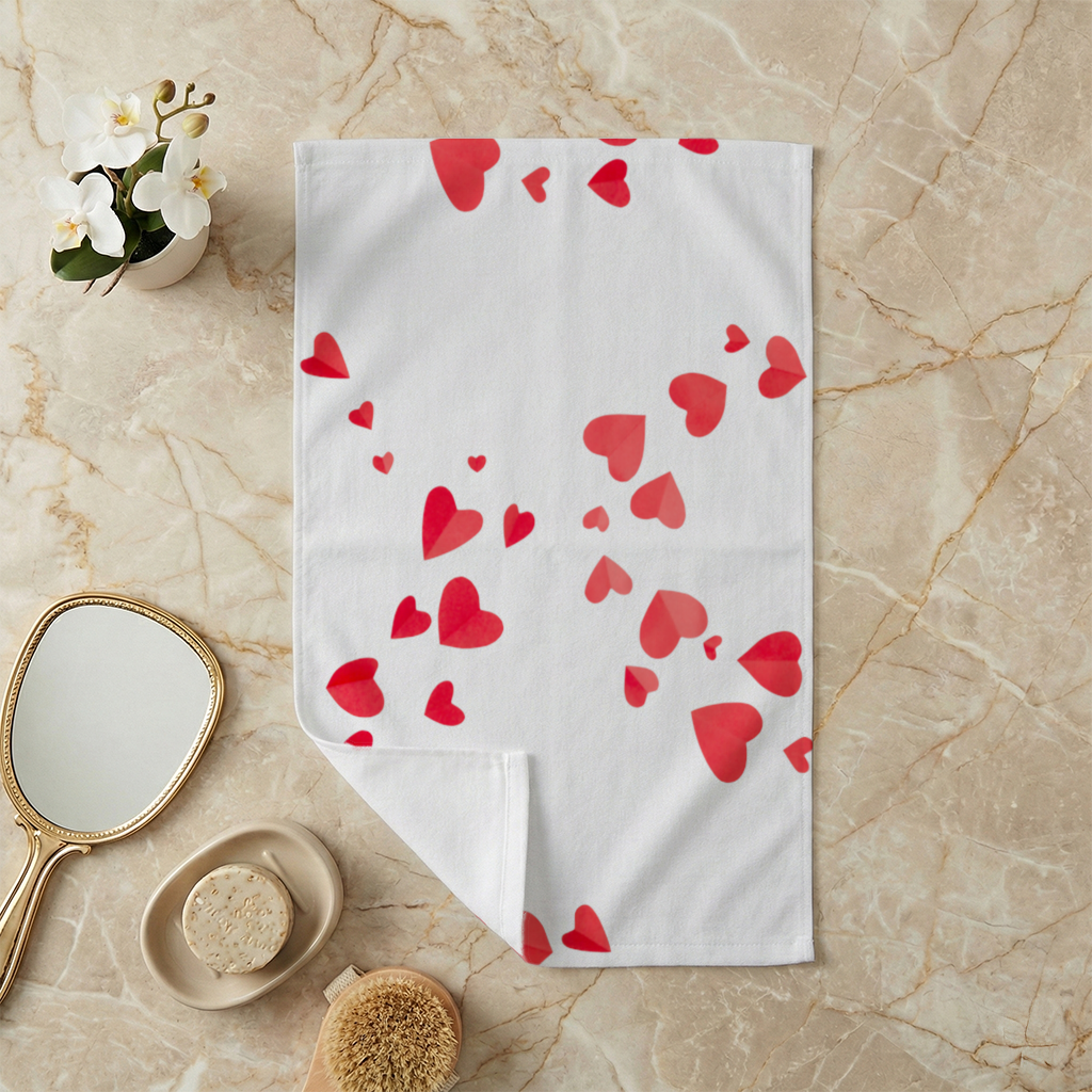 Red Hearts Frame Design Hand Towel