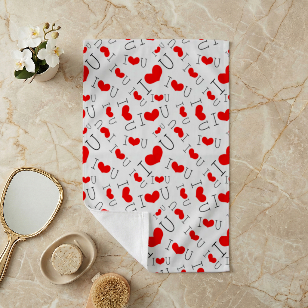Valentines Day I Love You Heart Pattern Romantic Design Hand Towel
