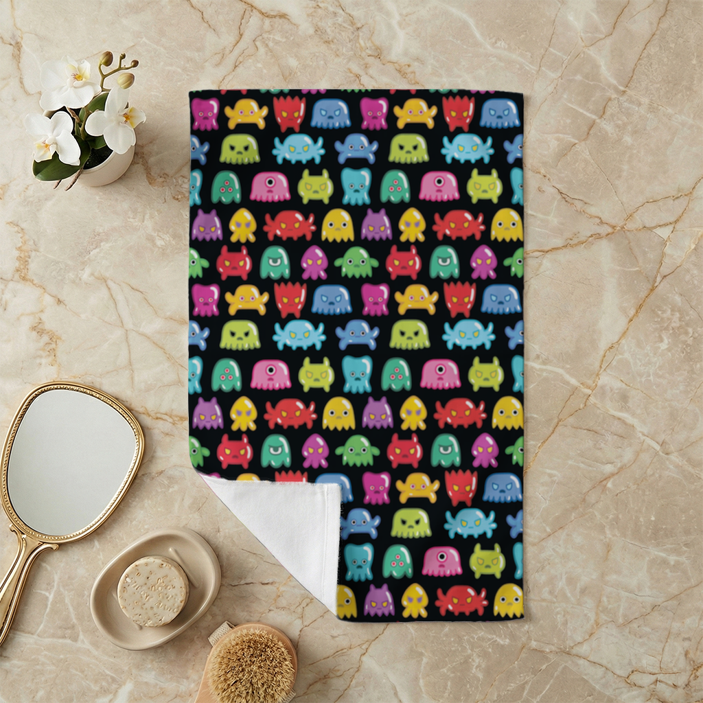 Cute Colorful Monsters Seamless Pattern Hand Towel