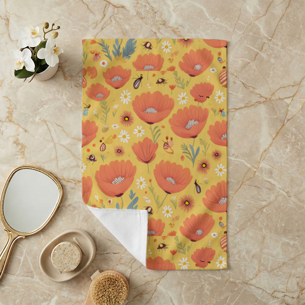 Floral  Insect Pattern  Colorful Design Hand Towel