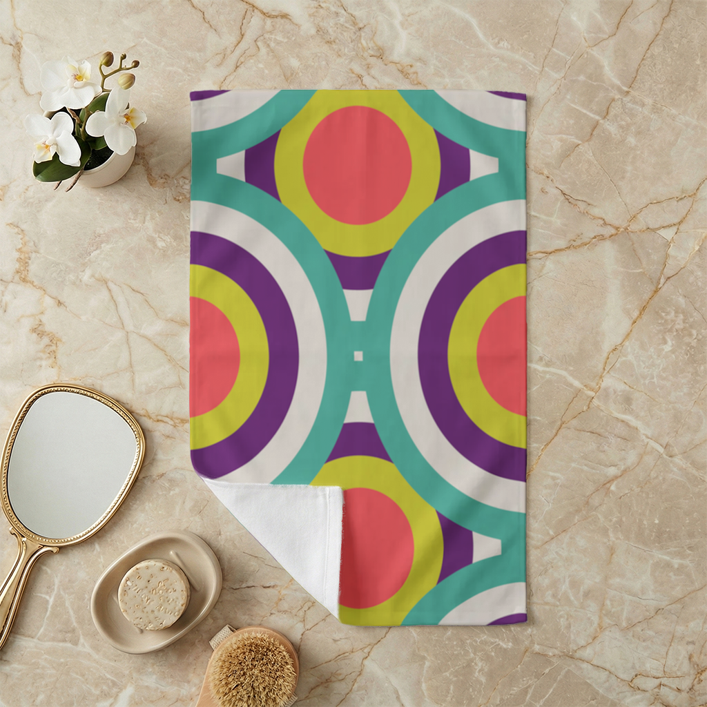 Colorful Geometric Circle Pattern Hand Towel