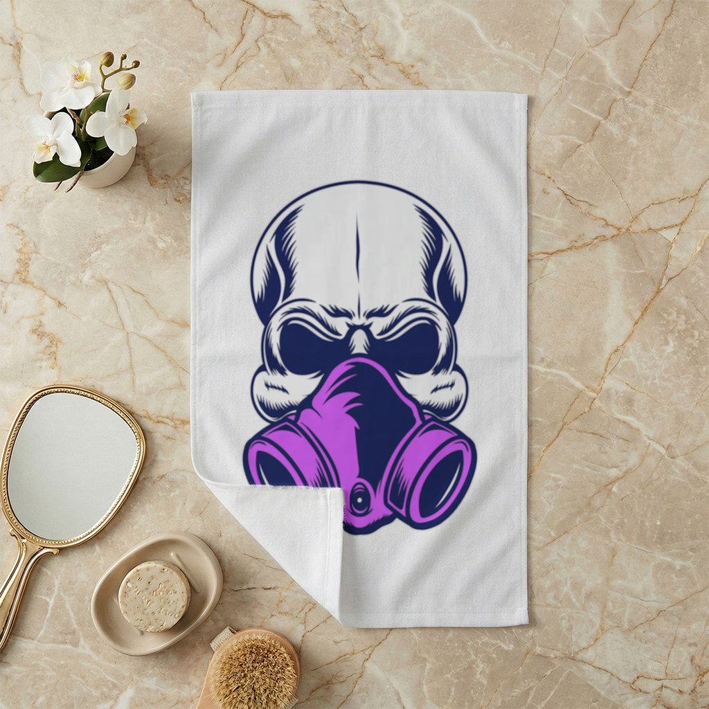 Skull with Gas Mask Illustration Modern and Edgy Design Hand Towel