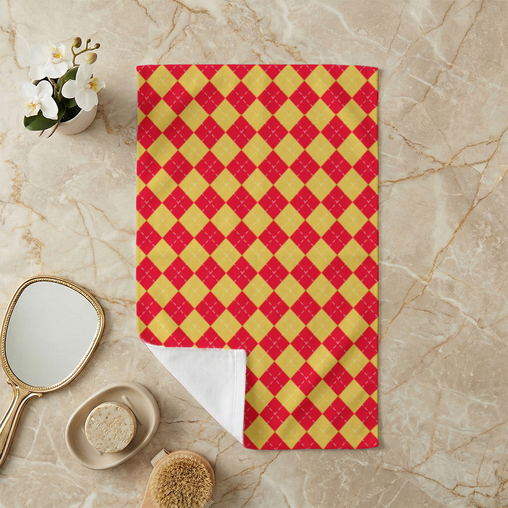 Red and Yellow Argyle Geometric Pattern Background 