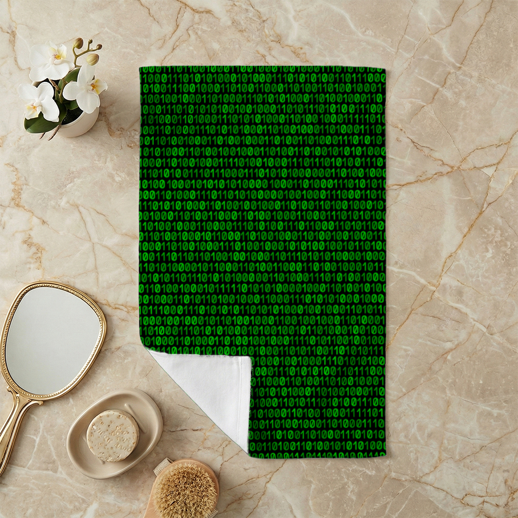 Matrix Style Digital Binary Code Background Hand Towel