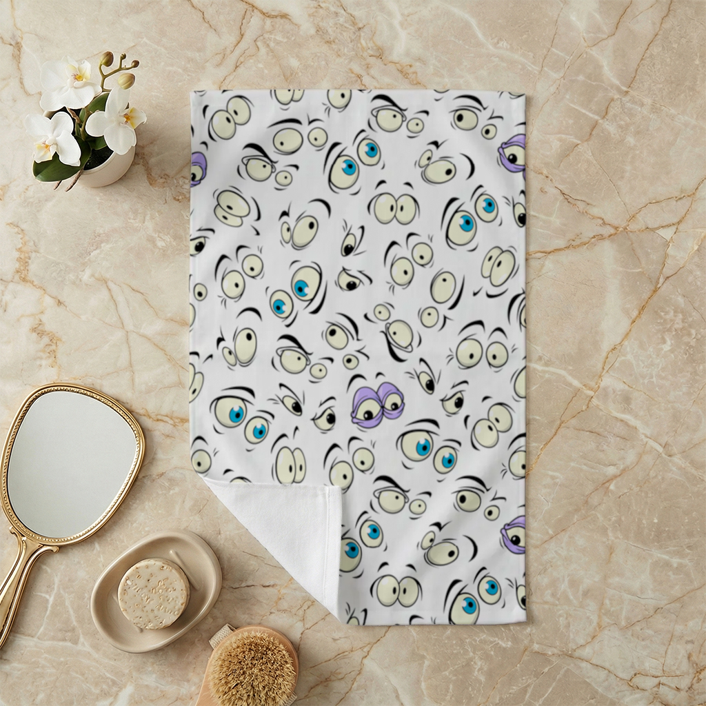 Funny Cartoon Eyes Pattern Hand Towel