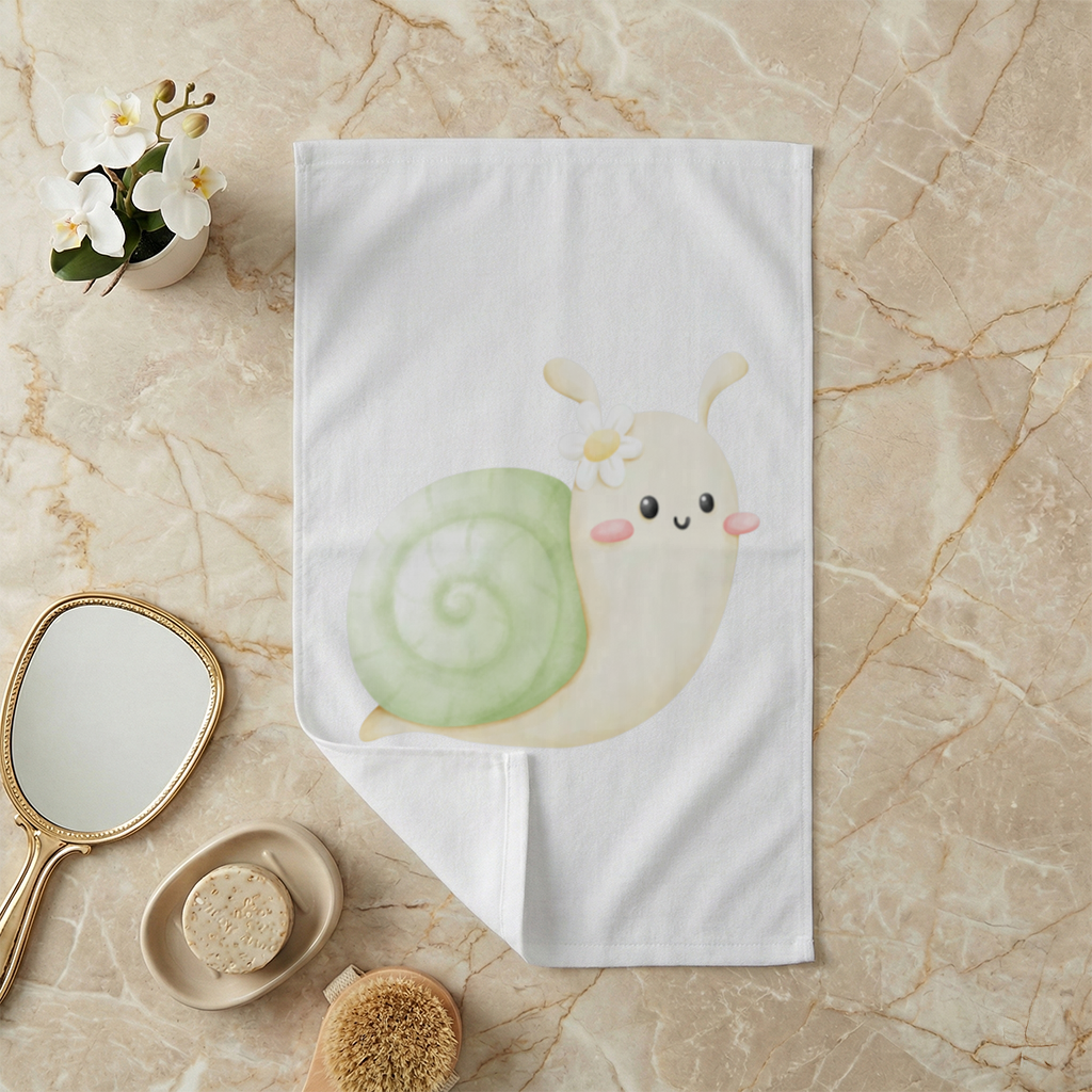 Sevimli Salyangoz Çizimi El Havlusu