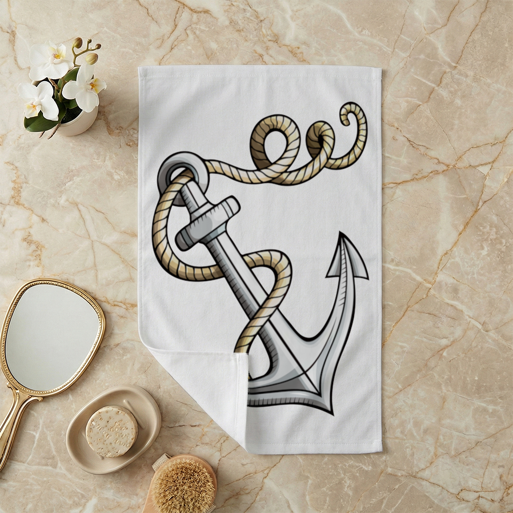 Sailor Anchor with Rope Tattoo Art Hand Towel