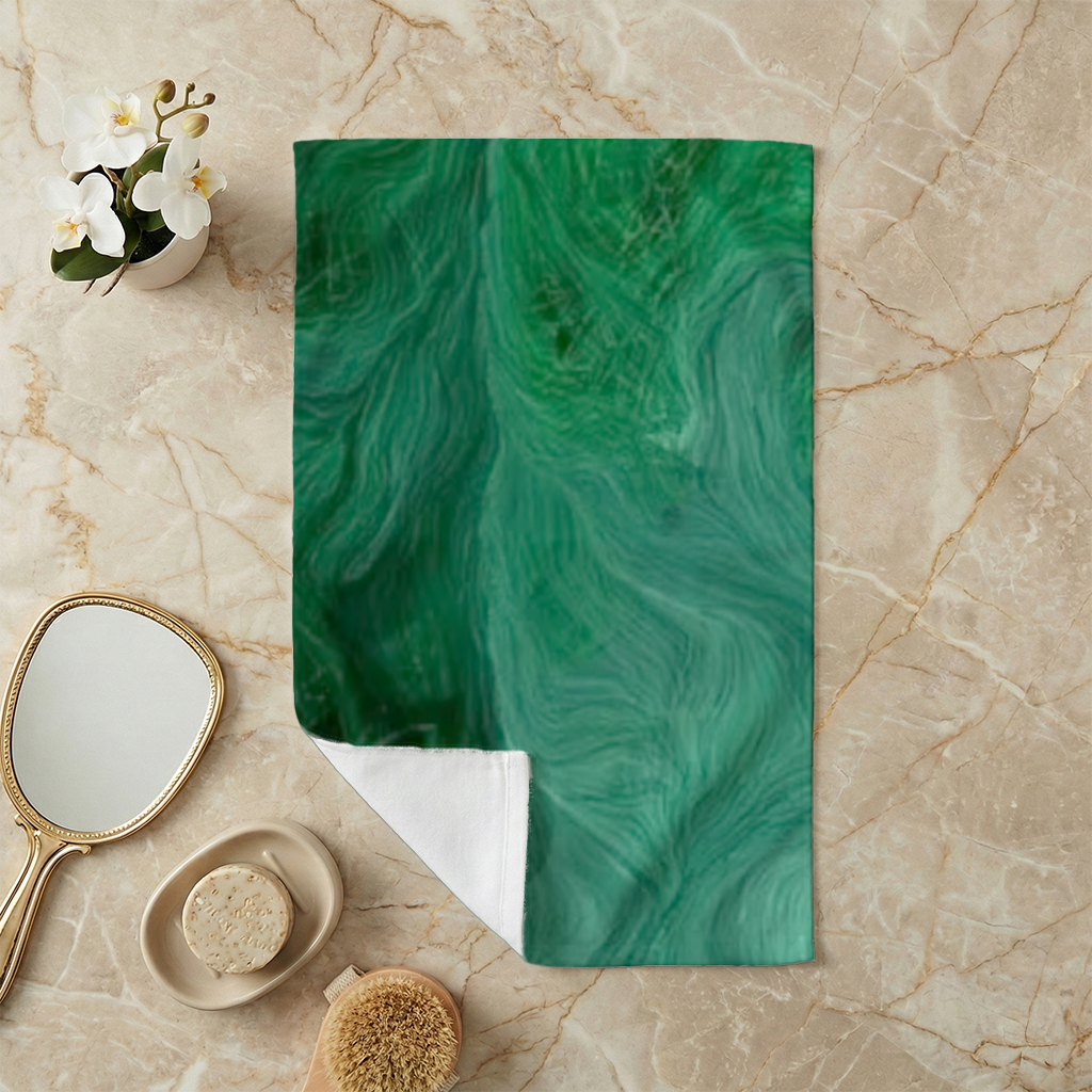 Black and green marbling Hand Towel