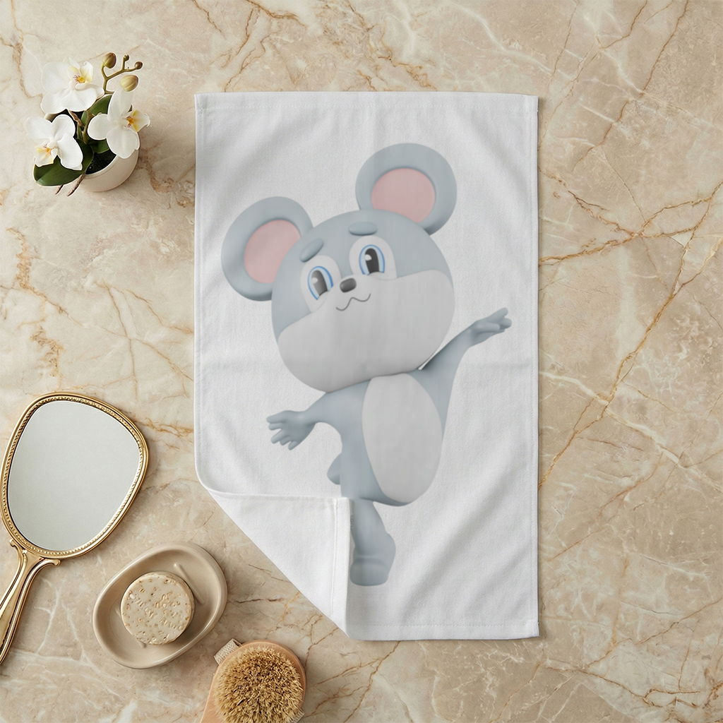 Dancing Cute Grey Mouse Character 