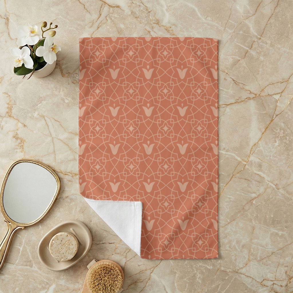 Modern Geometric Linear Terracotta Pattern Hand Towel