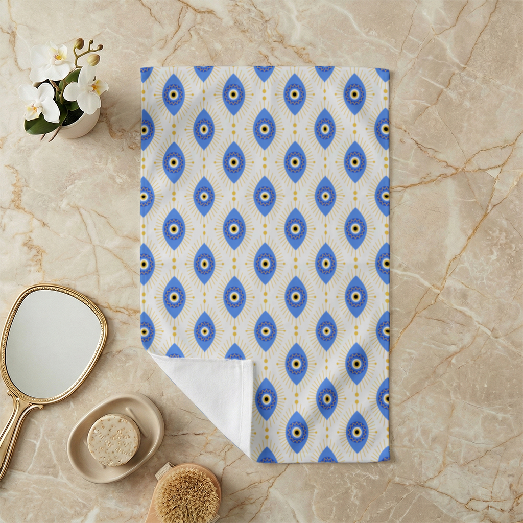 Modern Evil Eye Pattern with Sunburst Rays Hand Towel