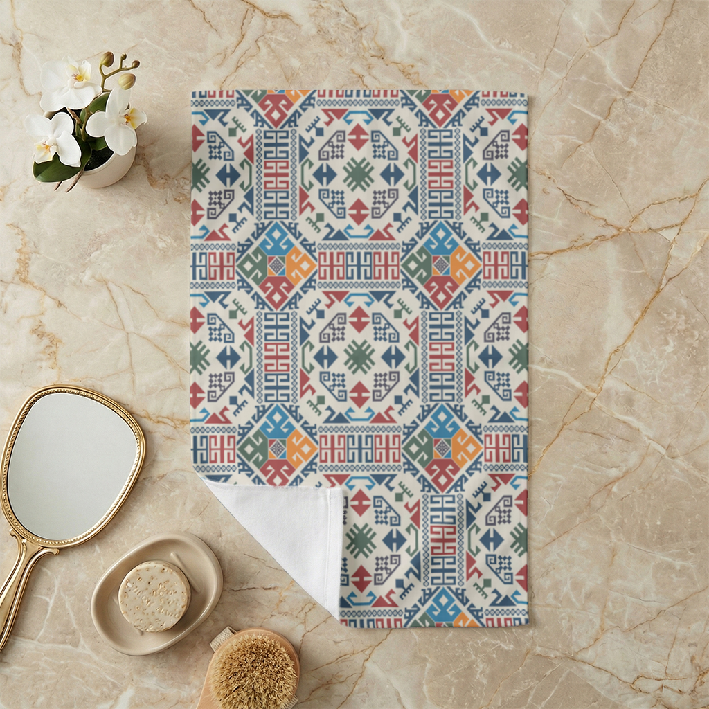 Multicolor Ethnic Geometric Motif Hand Towel
