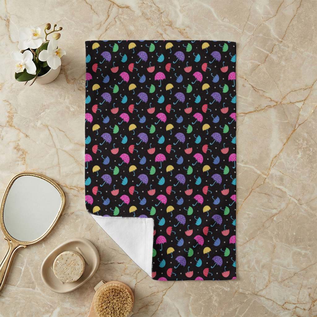 Colorful Heart Umbrellas Pattern Hand Towel