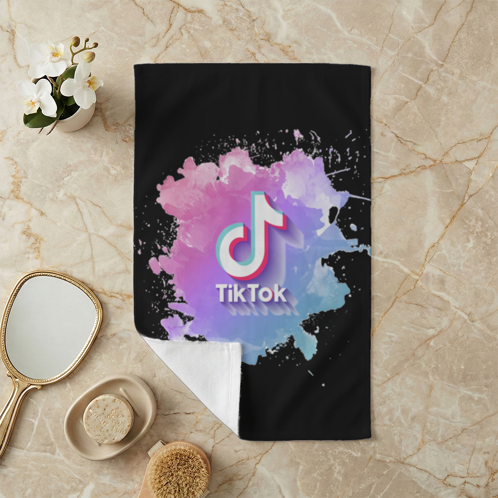 TikTok Logo with Watercolor Effect Hand Towel