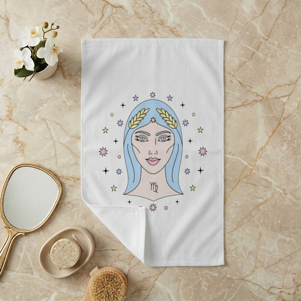 Virgo Zodiac Mystical Woman and Stars Hand Towel