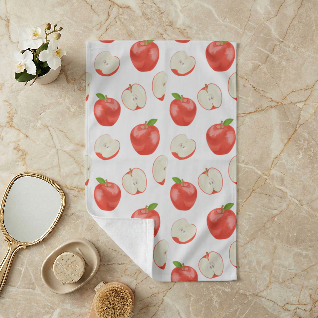 Red Apple Slices Hand Towel