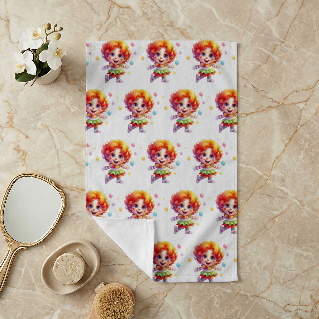 Cute Rainbow Hair Happy Clown Hand Towel