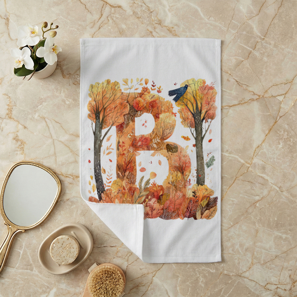 Fall Foliage Letter B Hand Towel