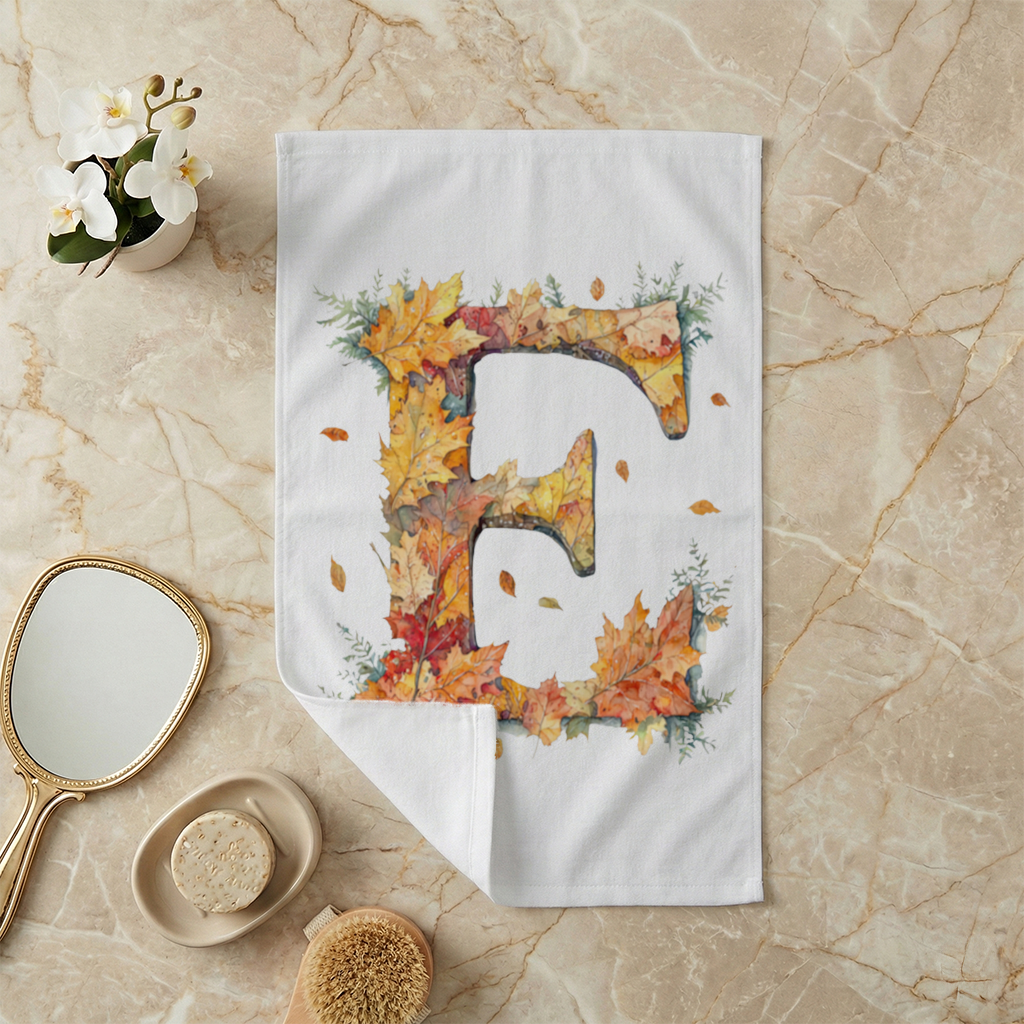 Autumn Maple Leaf Letter E Hand Towel