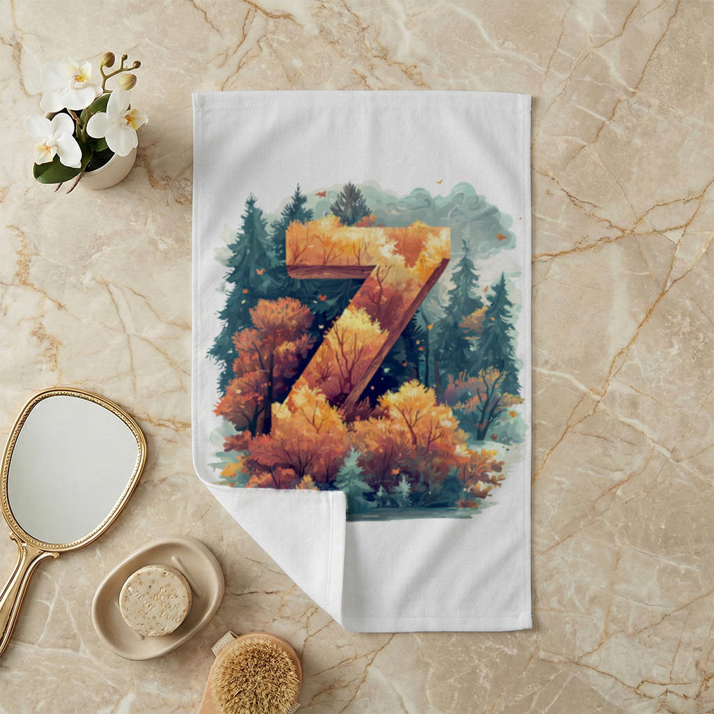 Autumn Leaf Forest Letter Z Hand Towel