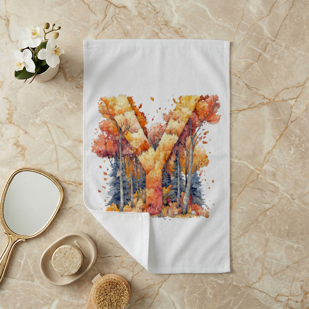 Autumn Forest Letter Y Hand Towel