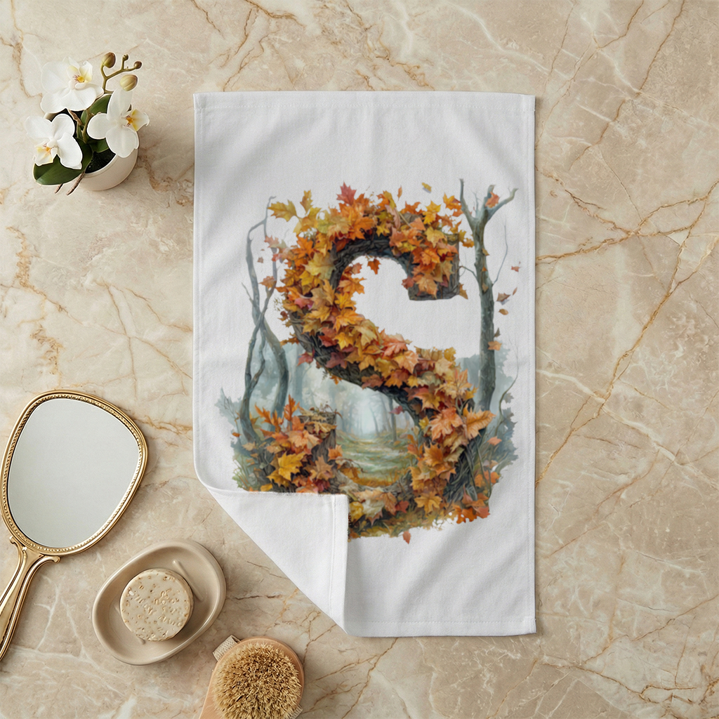 Autumn Maple Leaf Letter S Hand Towel