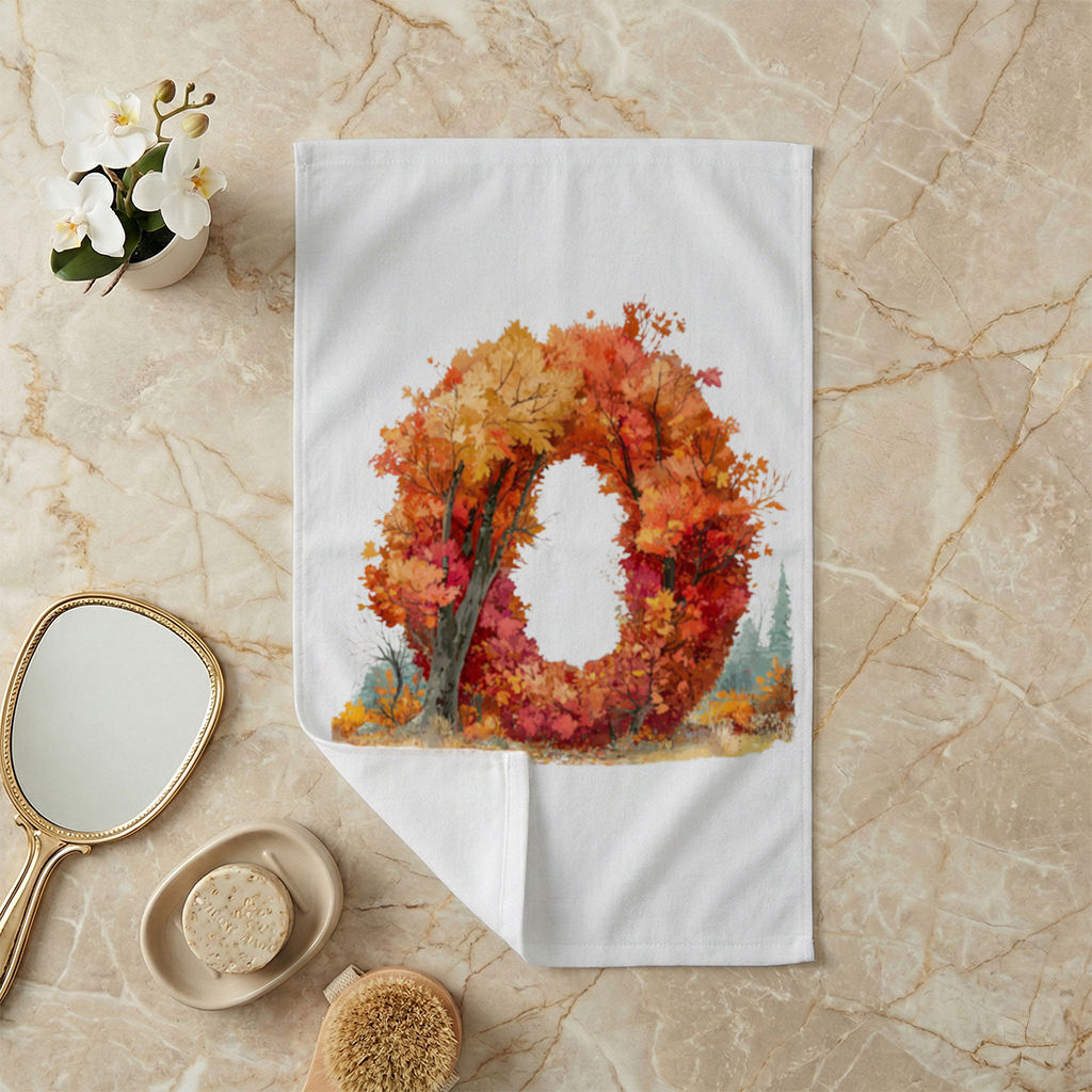 Autumn Leaf Letter O Hand Towel