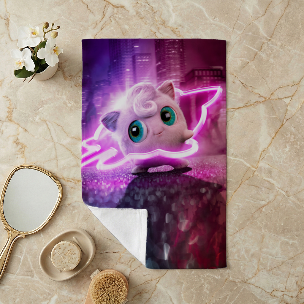 Cyberpunk Pink Fluffy Creature Hand Towel