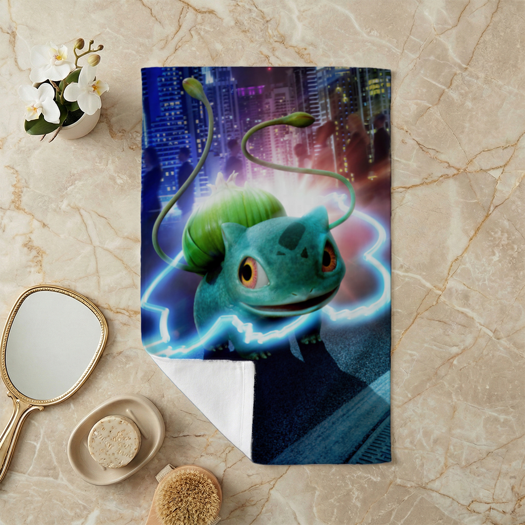 Gece Şehrinde Parlayan Neon Canavar El Havlusu