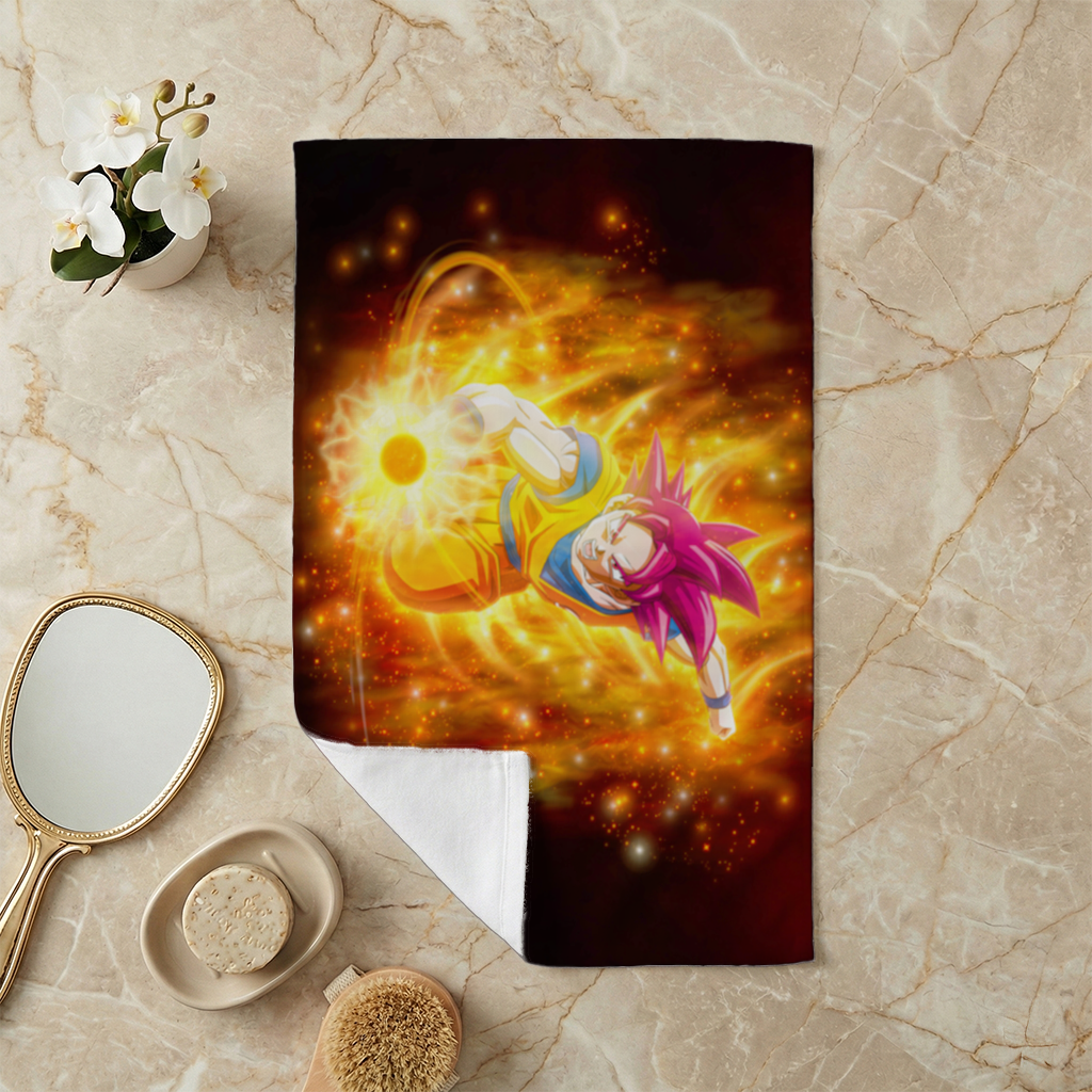 Fiery Pink Hair Warrior Hand Towel