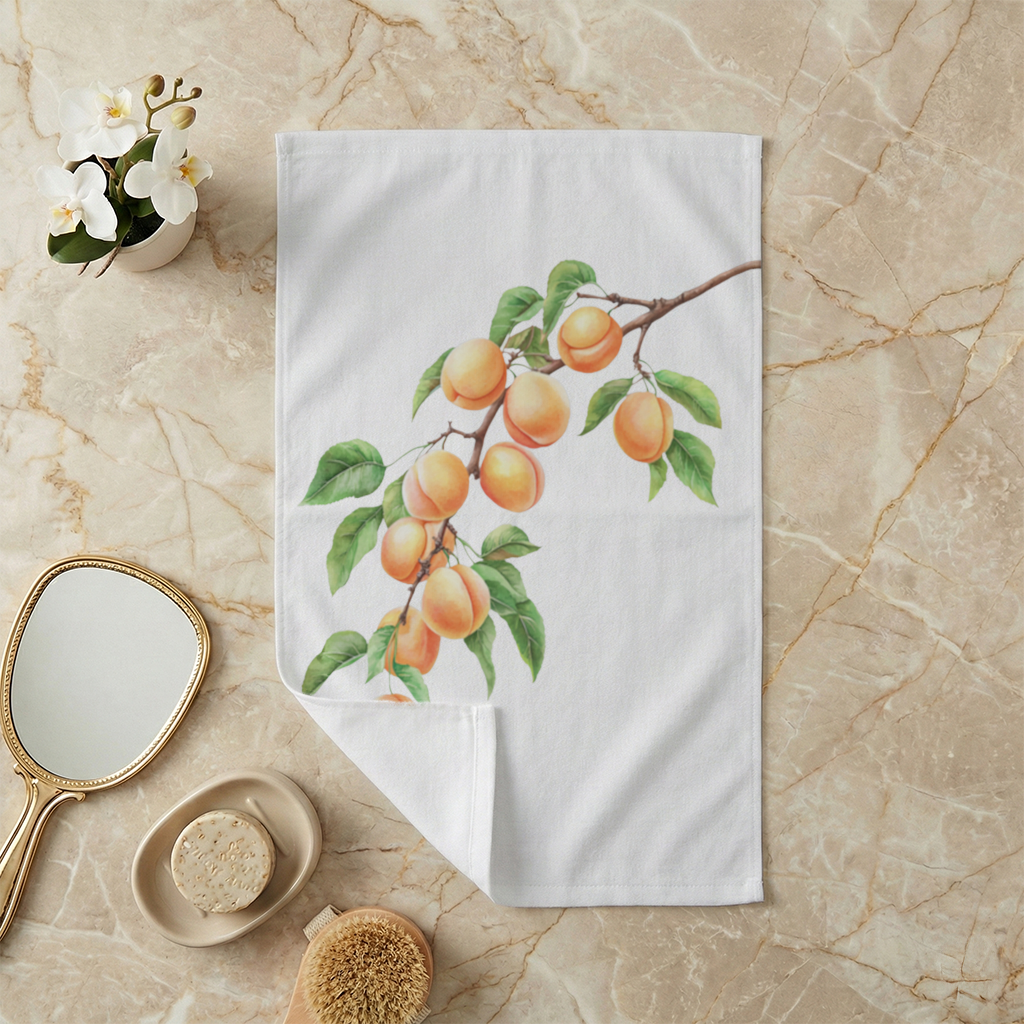 Ripe Orange Apricot Fruit Branch Hand Towel