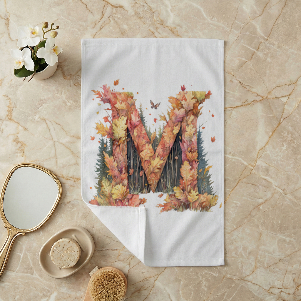 Sonbahar Yapraklı M Harfi El Havlusu