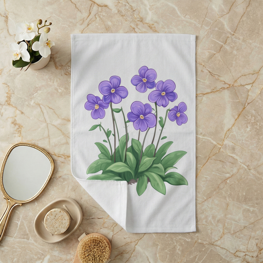 Cottagecore Purple Violets Hand Towel