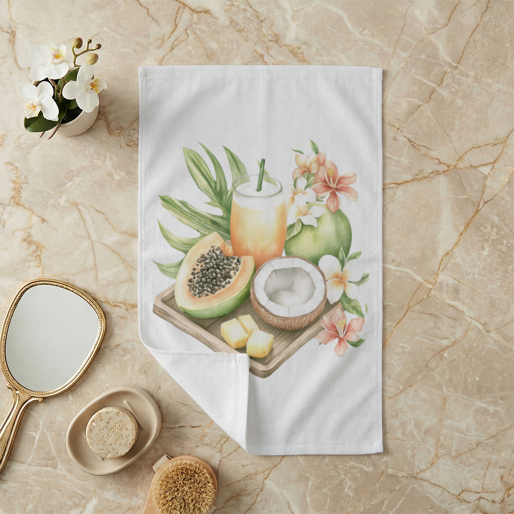 Tropikal Papaya ve Hindistan Cevizi El Havlusu