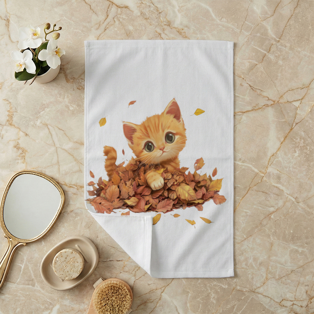 Ginger Kitten in Autumn Leaves 