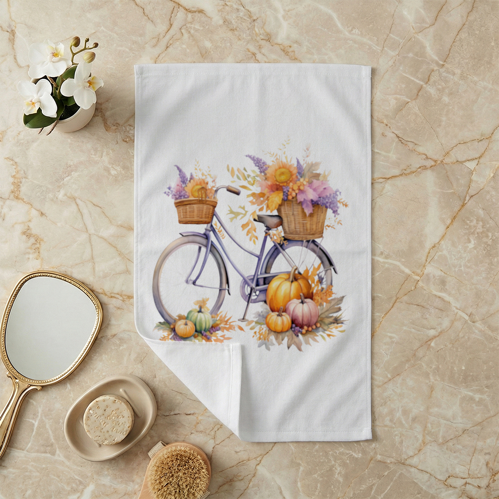 Lavender Autumn Bicycle with Pumpkins 