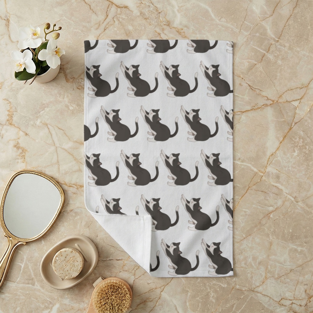 Stretching Tuxedo Cat 