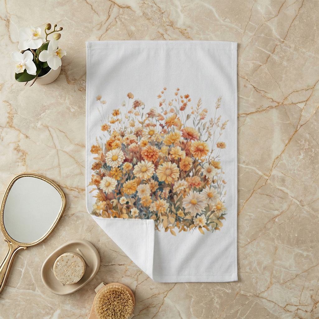 Watercolor Orange Wildflowers 