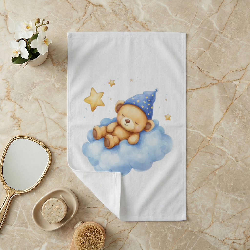 Sleeping Teddy Bear on a Cloud Hand Towel