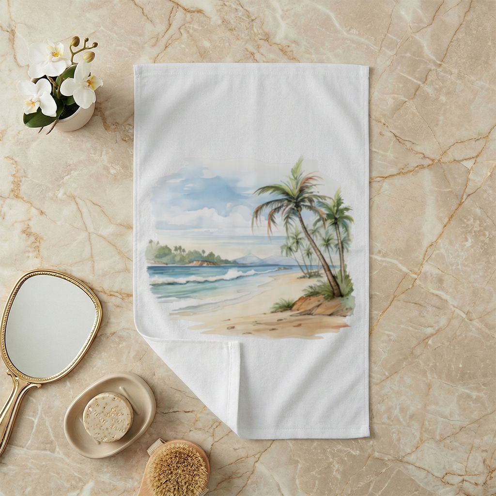 Tropical Palm Tree Beach Hand Towel